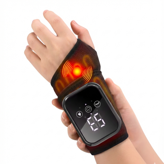 Muñequera terapéutica con calor y vibración para alivio muscular diario